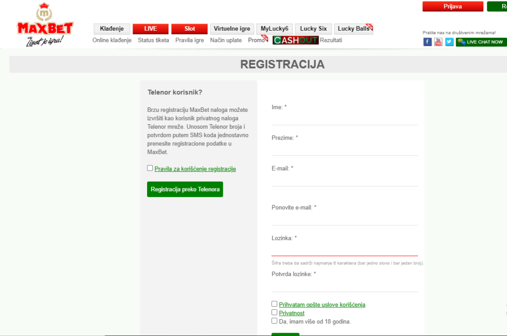Maxbet onlajn registracija