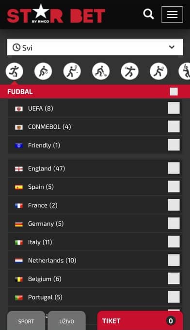 Star Bet mobilna verzija