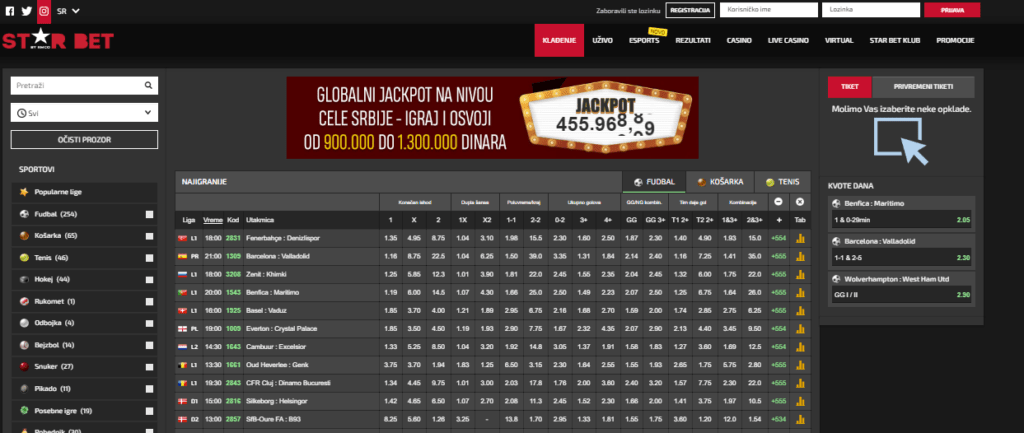 Star Bet izgled vebsajta