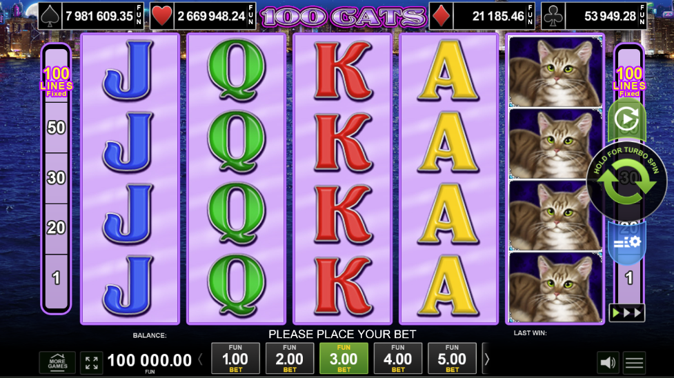 100 Cats slot igra