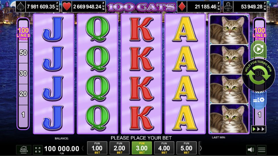 100 Cats slot igra